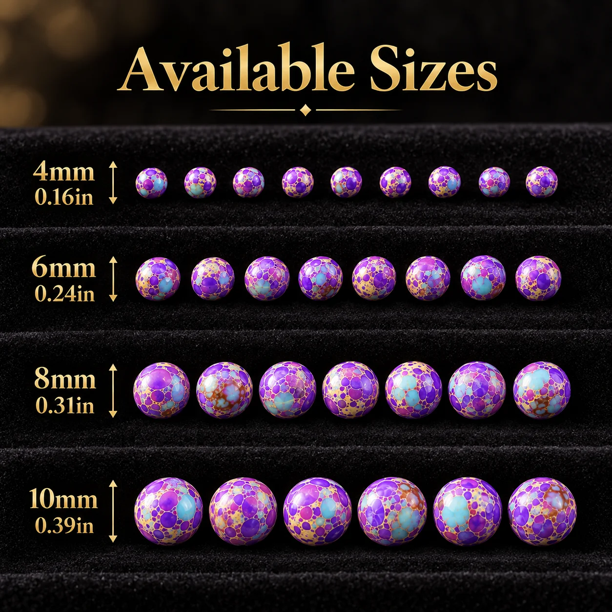 4/6/8/10mm Half Strand Synthetic Stone Purple Emperor Stone Smooth Polished Round Beads for DIY Jewelry Making Bracelet Necklace