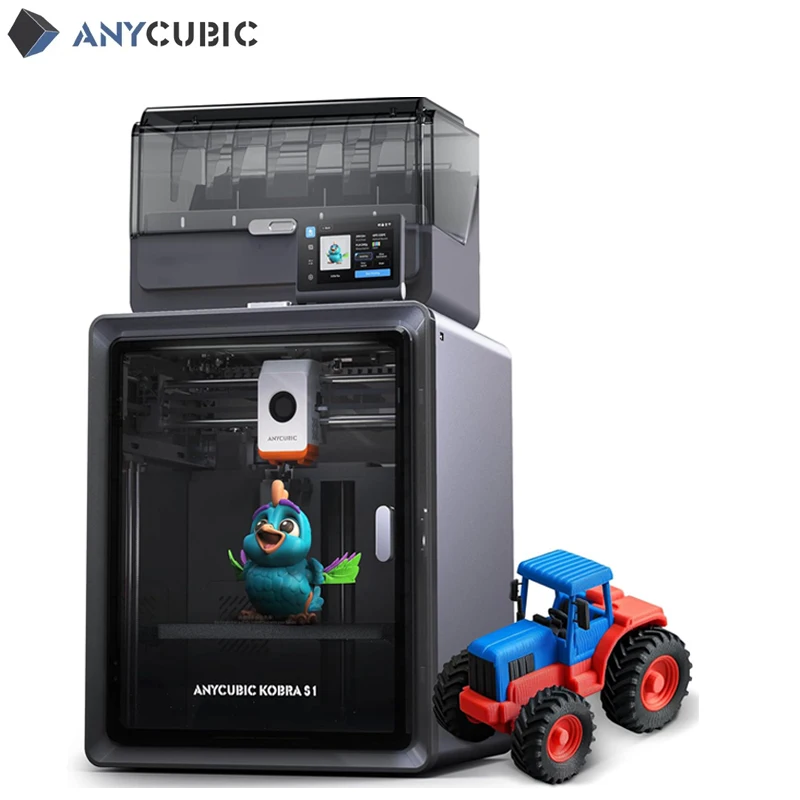 Anycubic Kobra S1 Combo 3D Printer Multi-Color Printer High Speed Max 600mm/s High Precision Ultra-Quiet Printing 250x250x250mm