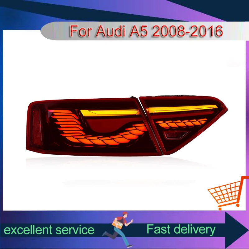 2 PCS Auto Lights For Audi A5 2008-2016 Tail Lamp Modified DRL Taillight LED Horse Race Assembly Upgrade Tools Car Accessories