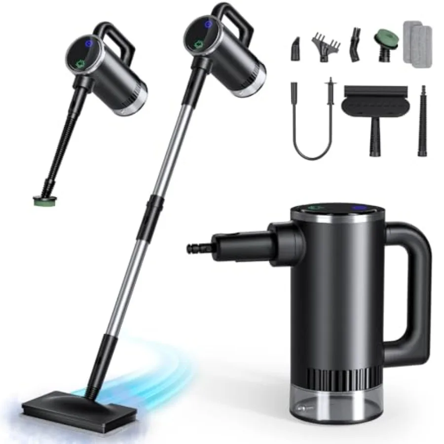 

11-in-1 Detachable Handheld Steam Mop with 380mL Tank and 260 Heat for Hardwood Tile Grout Windows Bath Kitchen - 3-Level Steam
