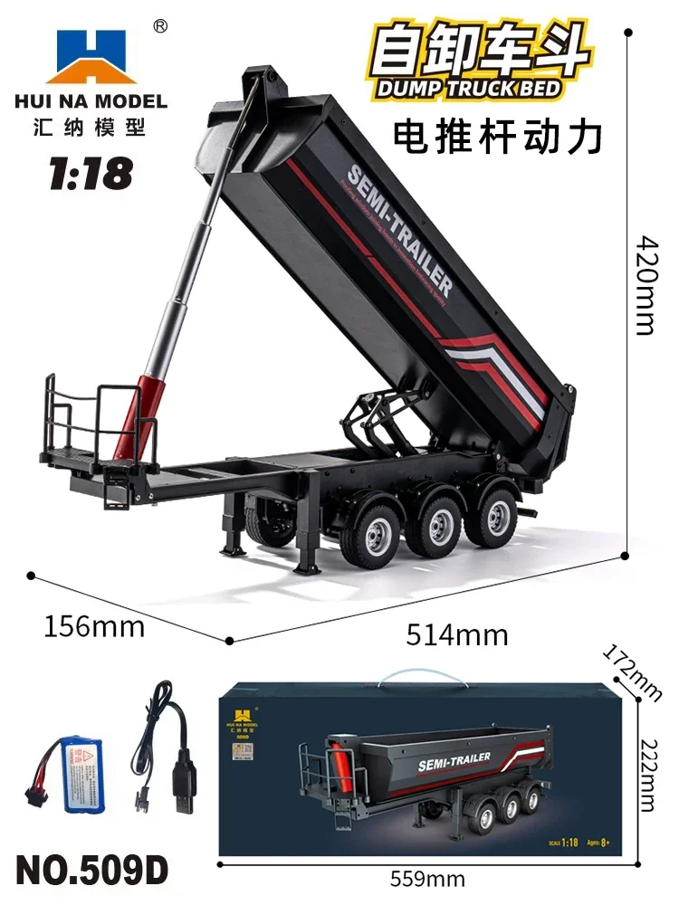 

Huina 1/18 Rc Semi Dump Trailer Electric Lifting For Rc Tractor Truck 1501 1509 Tail Light Support Leg No Sound System Model Toy