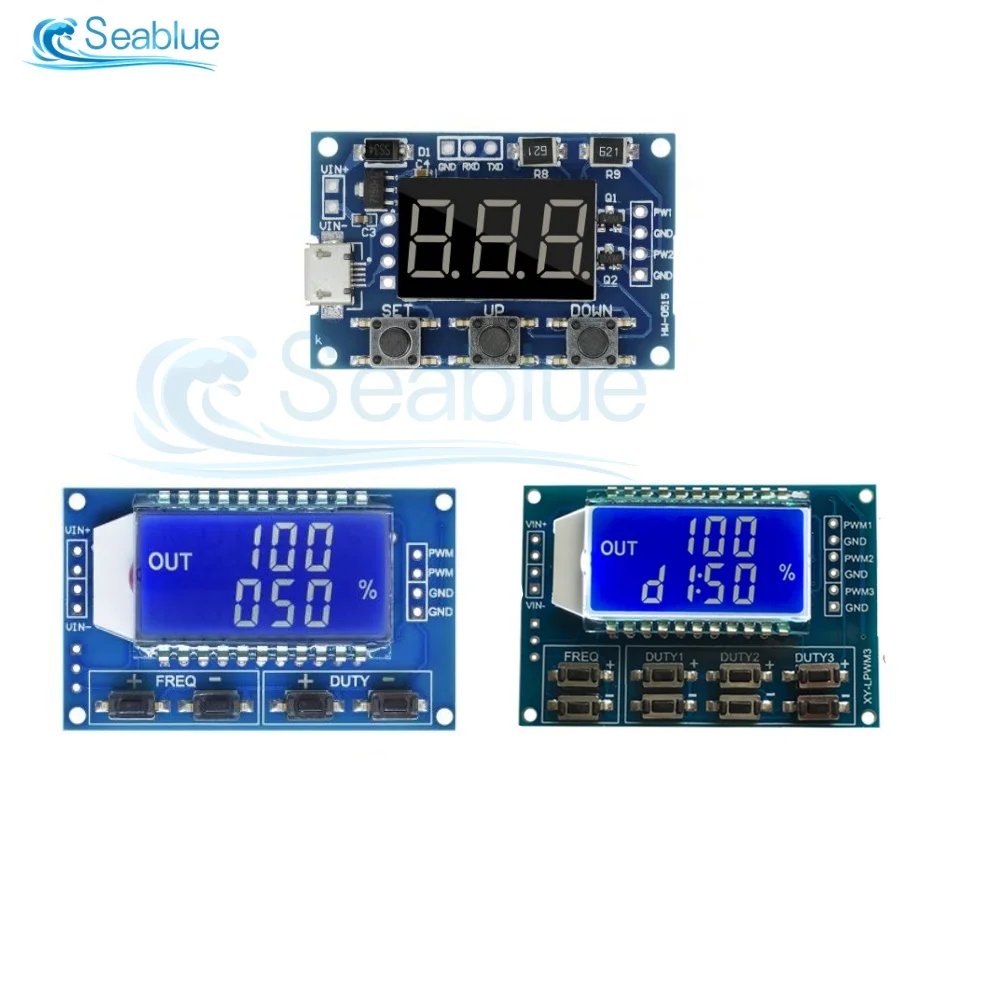 1/2/3 Channel Adjustable PWM Duty Cycle Pulse Frequency Module Square Wave Rectangular Wave Signal Generator Digital LCD Display