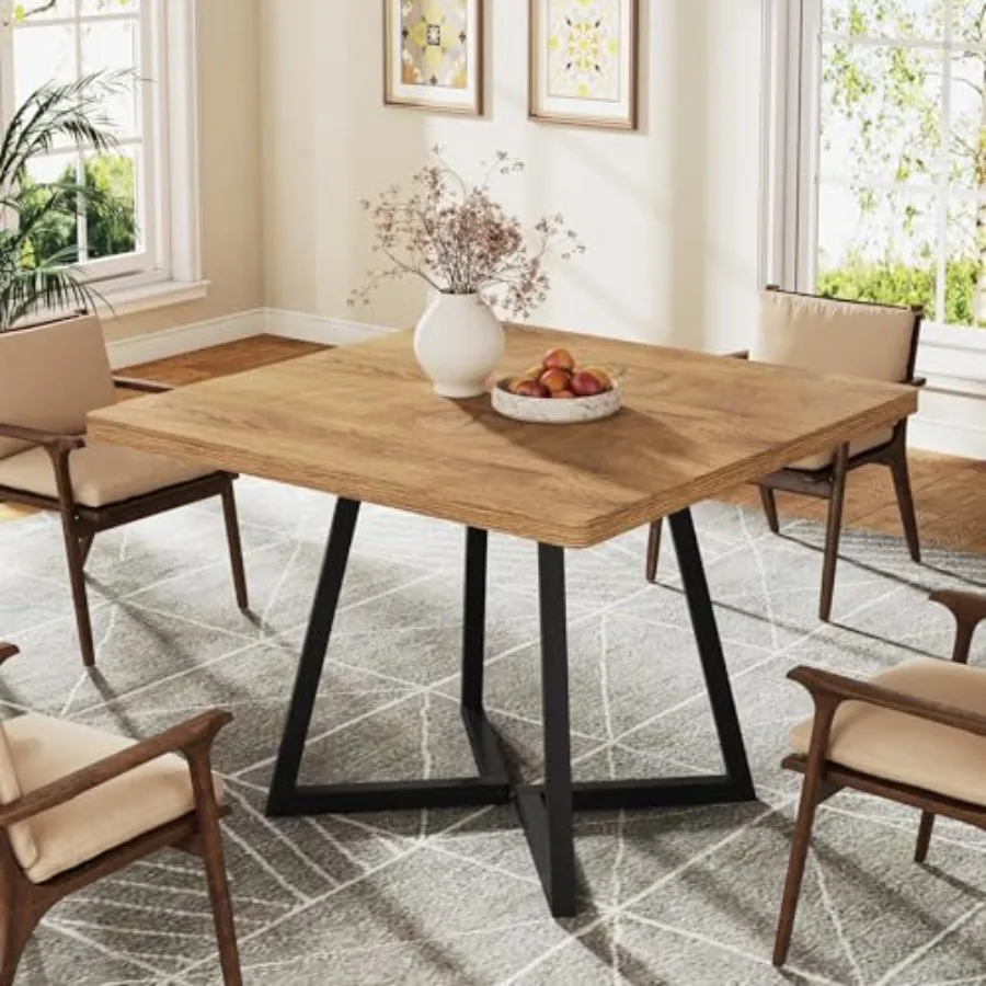 

Square Dining Table for 2 31.5 Modern Dinner Table with Metal Base Kitchen Table for Dining Room Small Space Apartment Natural