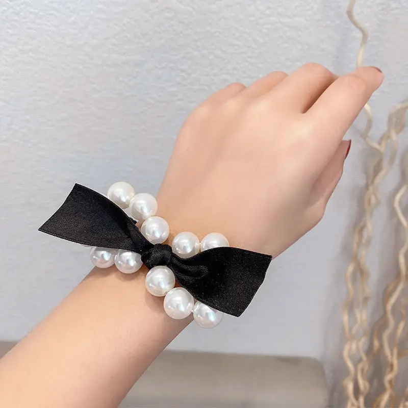 Woman Big Pearl Hair Ties Fashion Korean Style Hairband Scrunchies Girls Ponytail Holders Rubber Band Hair Accessories