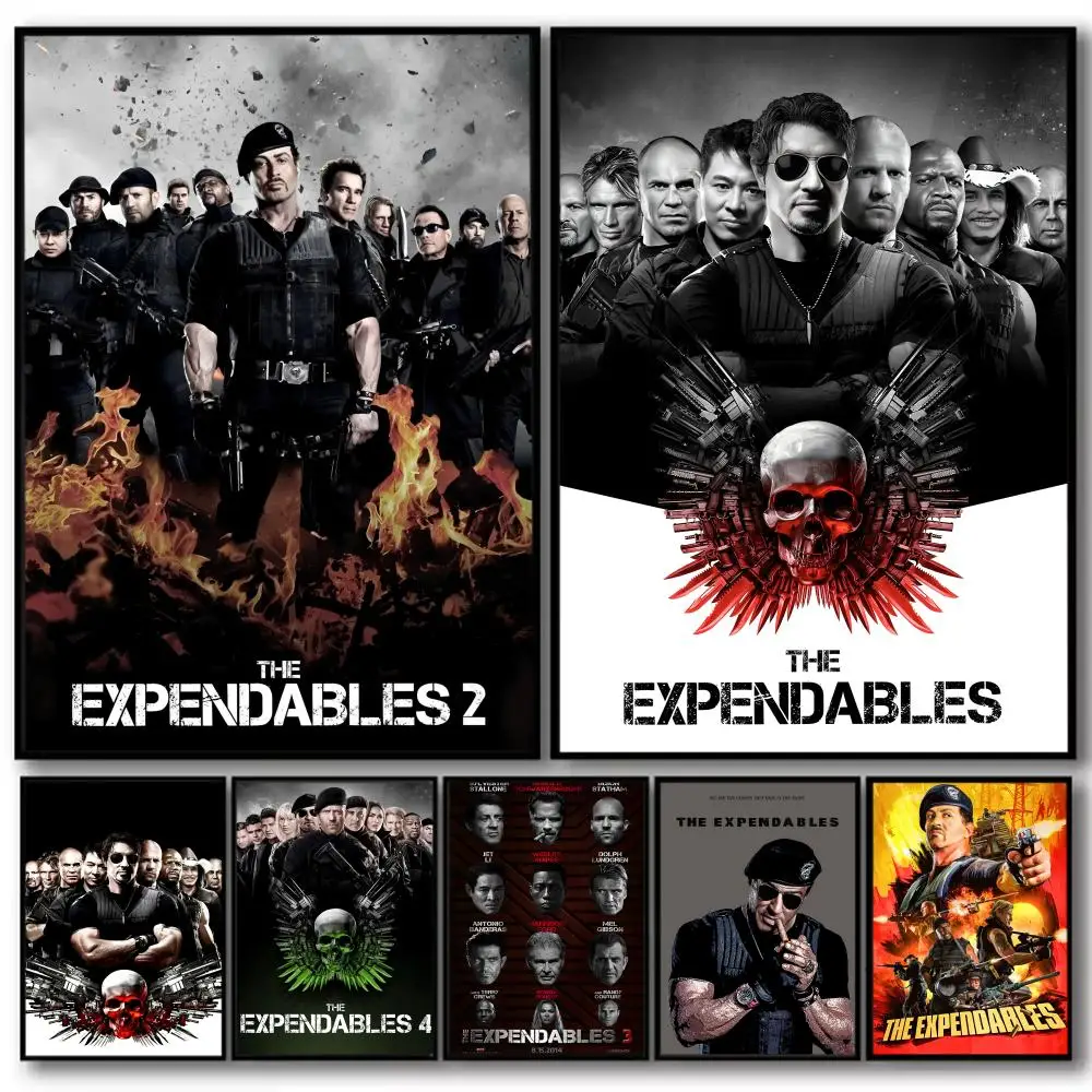 Cool película The E-expendables pintura caligrafía lienzo de algodón de alta calidad póster arte de pared para sala de estar decoración de cafetería