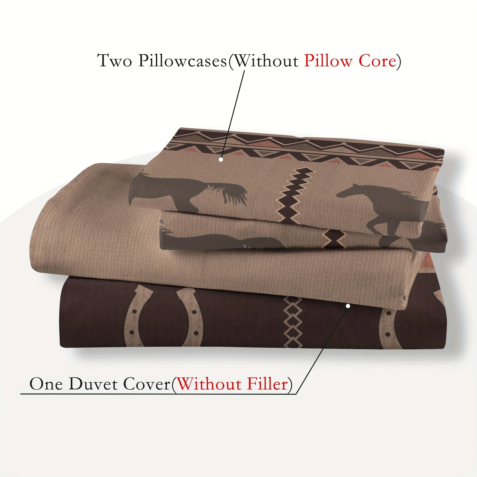 3pcs Western Style Duvet Cover Set, Horse Print Bedding Set Duvet Cover, For Bedroom Guest Room Student Dorm Decor