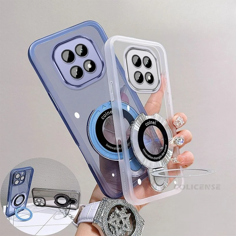 

For realme V60 Pro Case Luxury Silicone Transparent Magnetic Stand Cover For realme V60Pro 5G Shockproof Bumper Funda