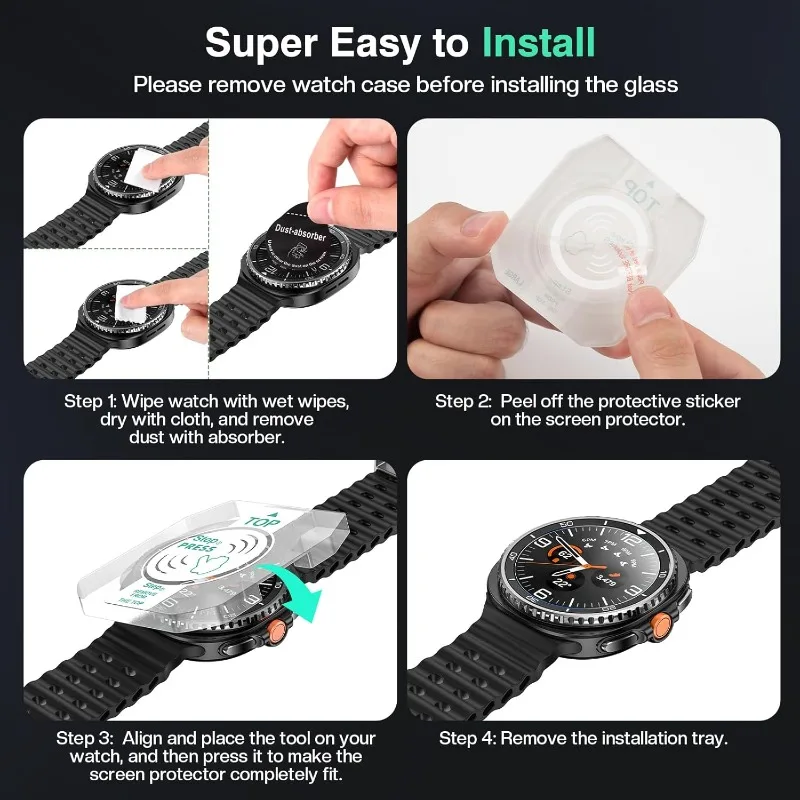 2PCS Tempered Glass For Samsung Galaxy Watch 8 Classic/8 40mm 44mmCover Anti-Scratch Screen Protector With Tool Easy 2030 image 6