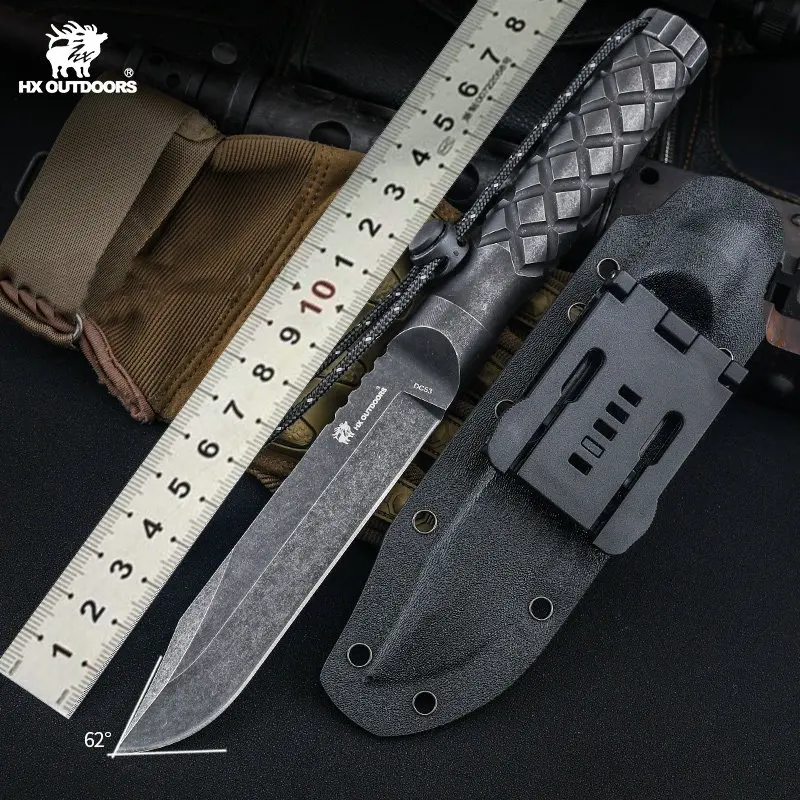 HX Outdoors DC53 cavalry tactical knife,premium knives ,ultra sharp hunt knife kydex knife,fruit Self defense tool dropshipping