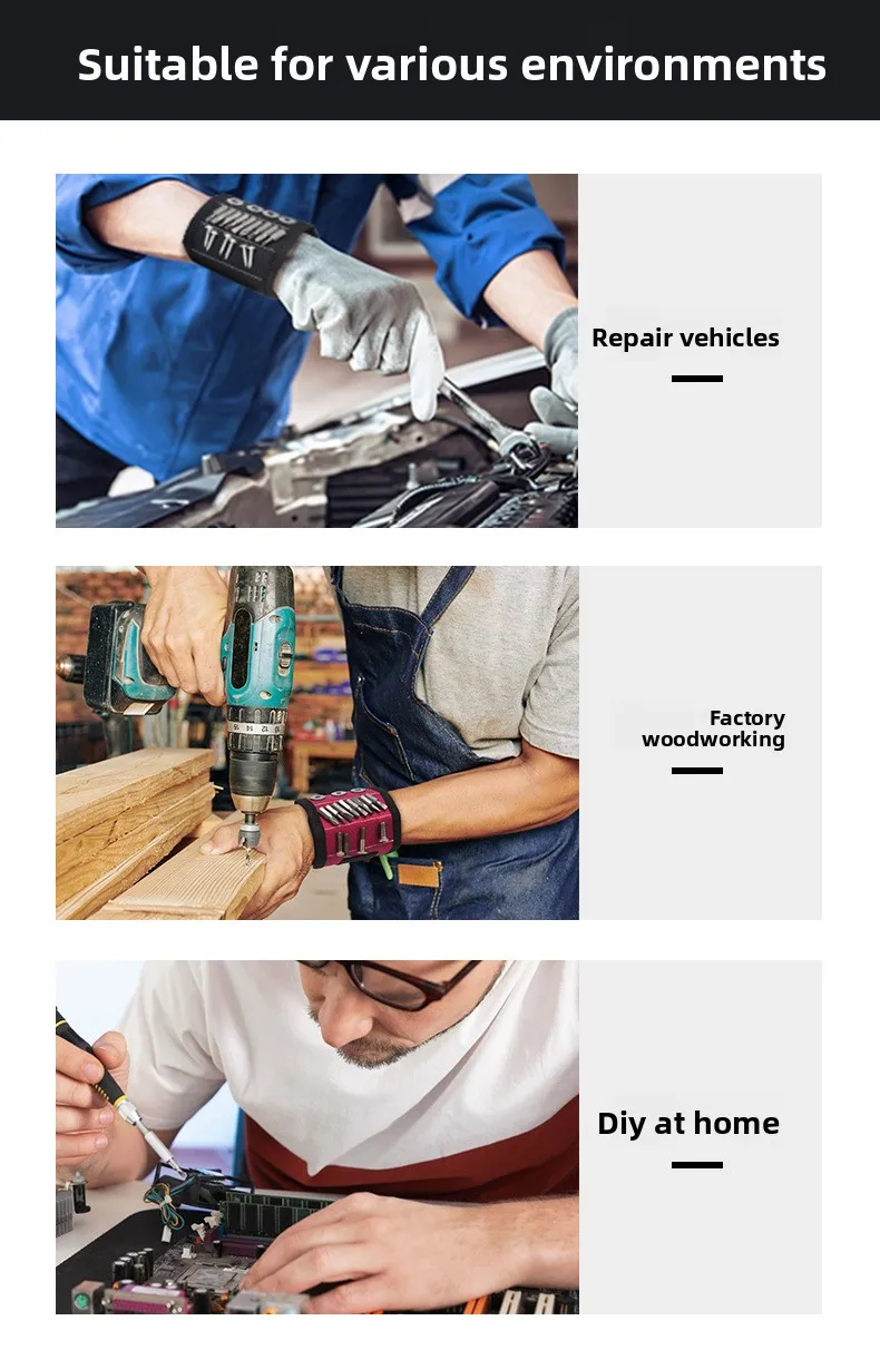 Magnetic Wristband for Holding Screws,Nails,Drilling Bits,Wrist Tool Holder Belts with Strong Magnets,Cool Gadgets for Men