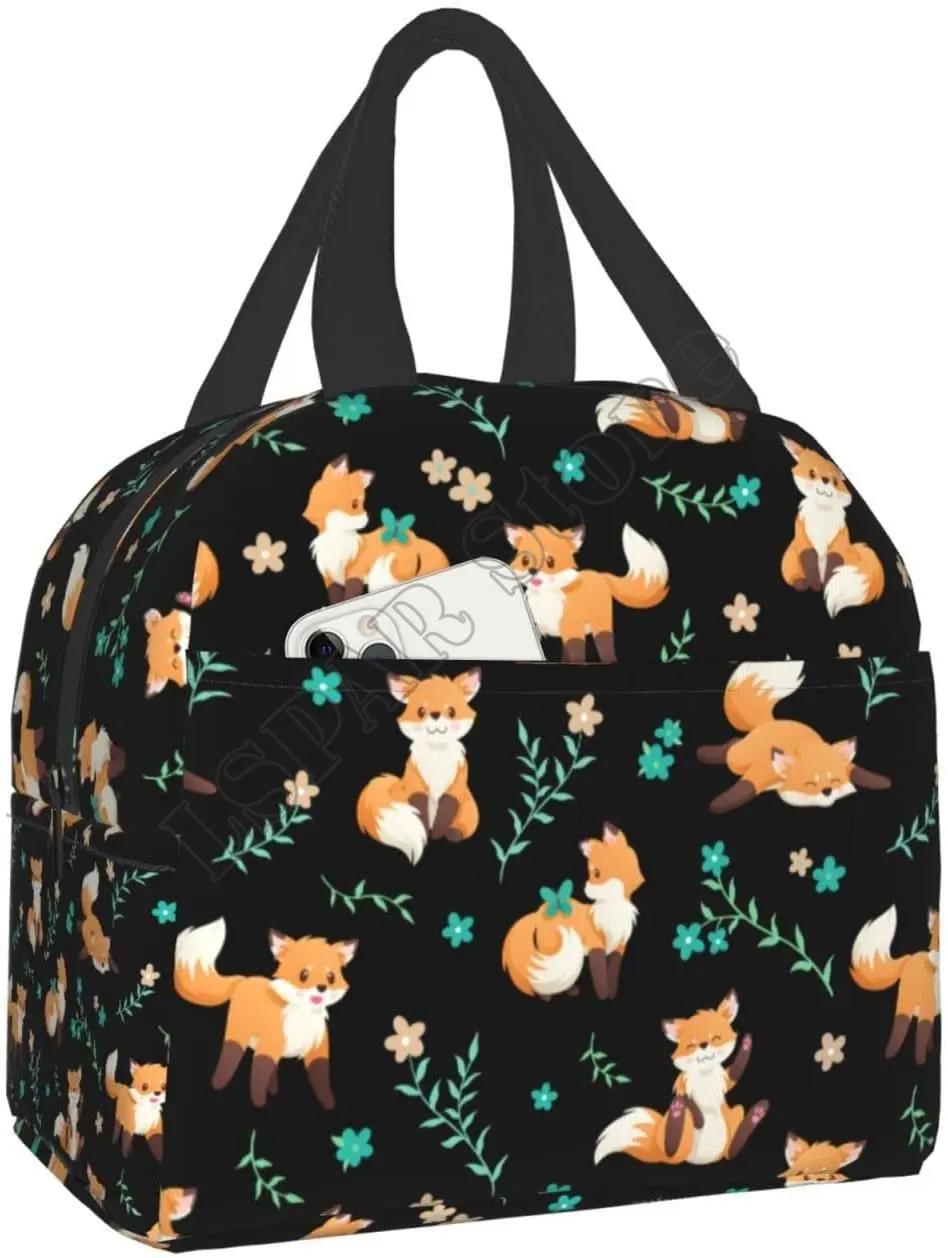 Fox Lunch Bag For Women Men Insulated Lunch Box Washable Lunch Container Cooler Tote Bag Reusable Lunch Box Box For Office Work