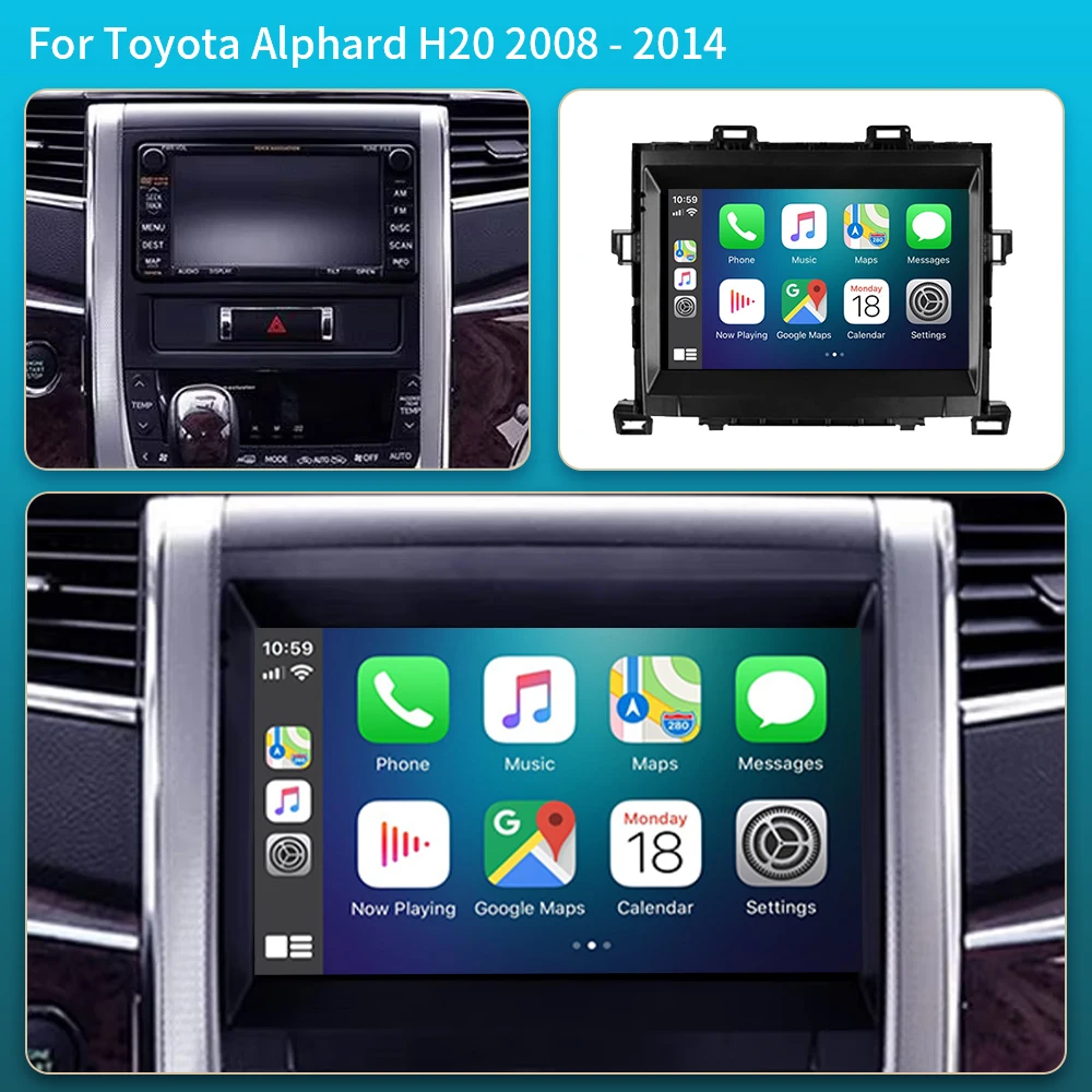 2Din Android 16 Auto Car Radio For Toyota Alphard H20 2008 - 2014 Car Multimedia Video Player GPS Wireless Carplay Stereo GPS 4G