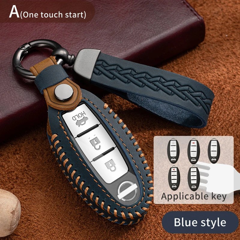 

Leather Car Key Cases Remote Fobs Cover Keychain Bag For Nissan Micra K14 K13 Juke F15 Note E12 Leaf Cube X-trial 370Z Infiniti