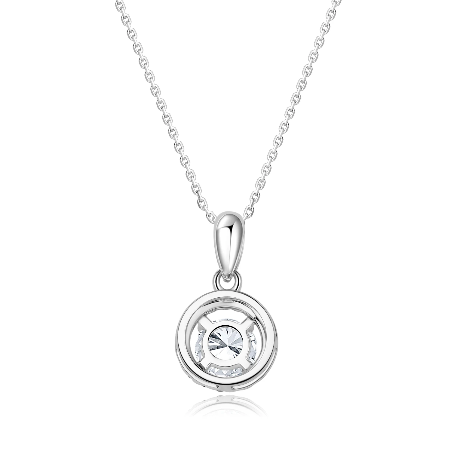 0.2/0.3/0.5/1ct Lab Grow Diamonds Pendant Charming Elegant Round Hollow 18K White Gold Diamond Necklace Pendant