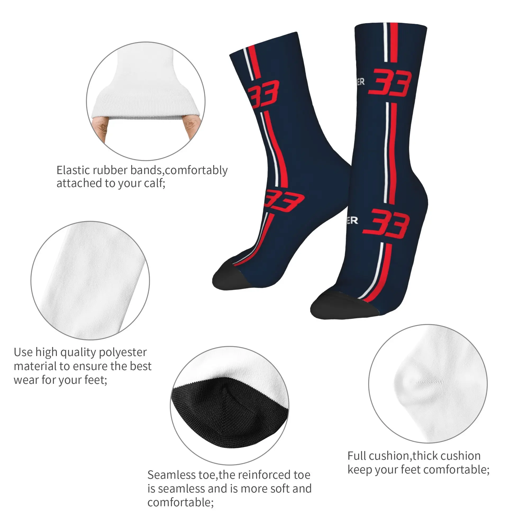 Custom V-Verstappens           Dress Socks Mens Womens Warm Fashion Novelty Number 33 Motocycle Logo Crew Socks