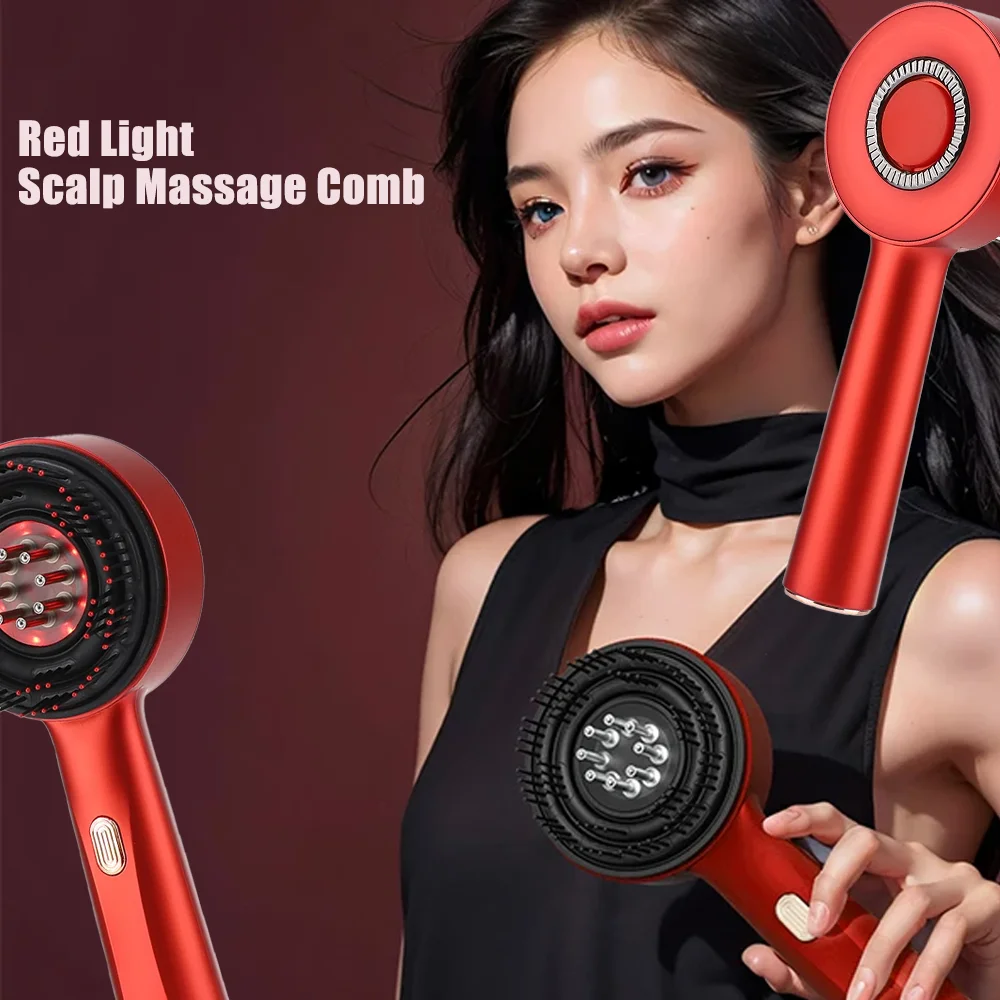 3 modes Massage Comb Infrared Therapy Comb Scalp Red Light Head Medicine Applicator Essence Oil Applicator Anti-Hair Loss Comb
