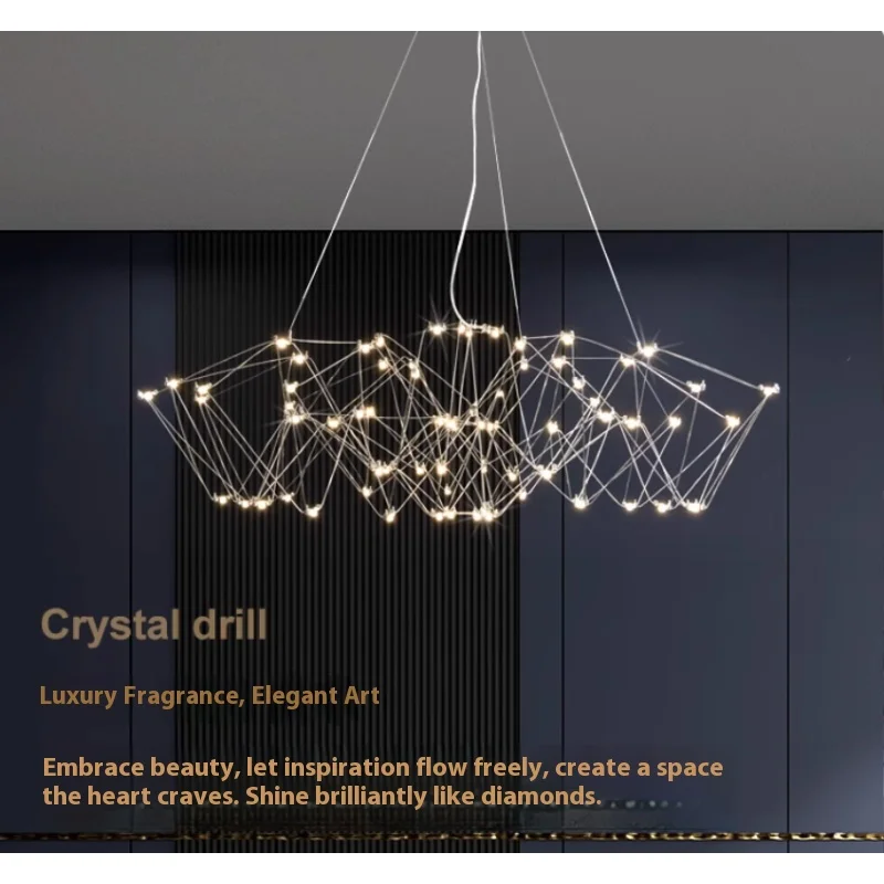 

2025 New Firefly Pink Crystal Chandelier Duplex Apartment Living Room Villa Master Bedroom Chandelier