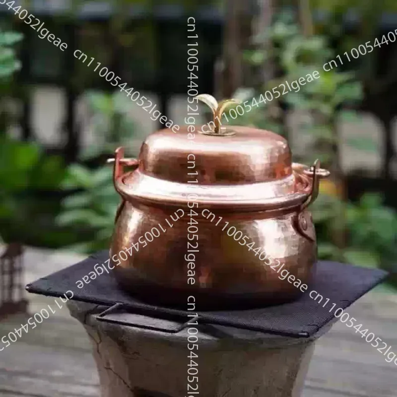 Mushroom and Bean Sprout Mini Copper Pot – Single-Serving Soup Pot, Korean-Style Instant Noodle Pot, Potato Rice Stew
