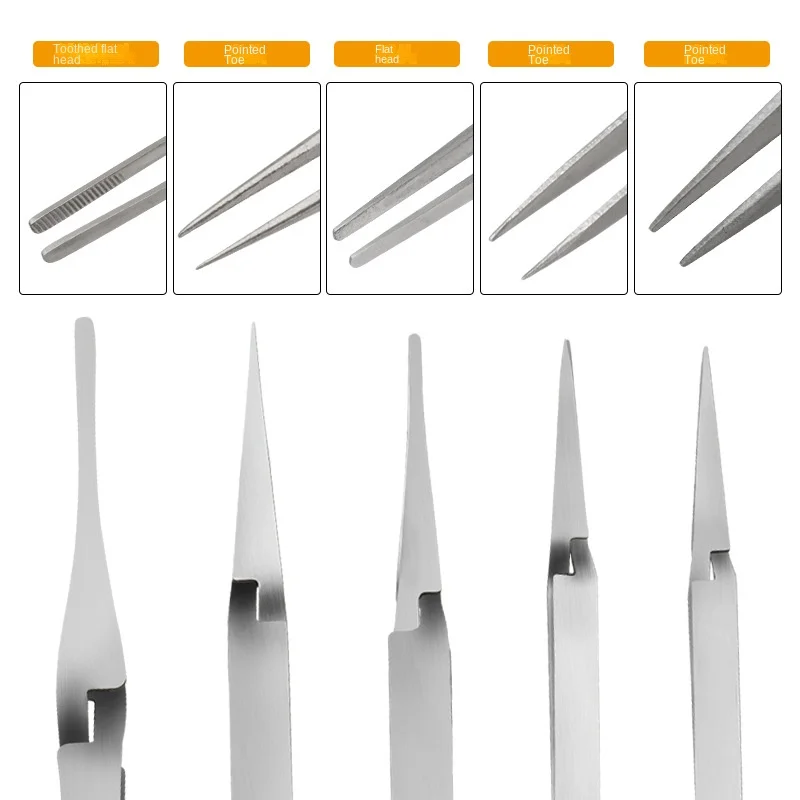 Reverse Contrast Tweezers Stainless Steel It Can Clamp Precision Parts Thicken and Not Easy To Deform Clamping Tools Tweezers