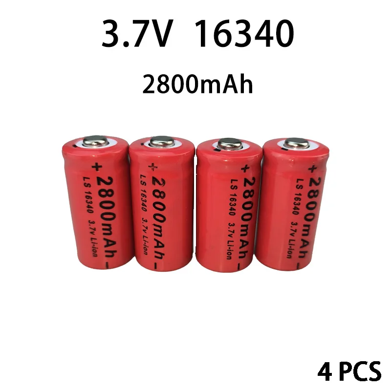 16340 Battery 3.7V 2800mAh Rechargeable Li-ion Battery CR123A for LED Flashlight with 16340 CR123 Battery Charger