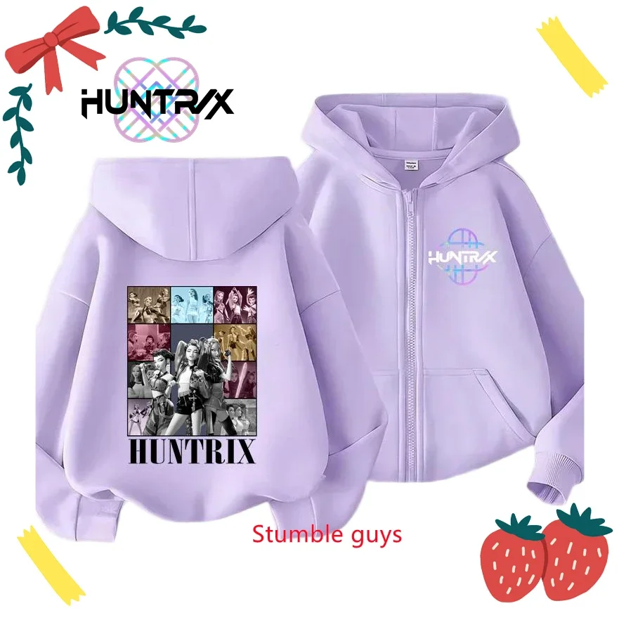 

Kids Zipper Hoodie Spring Autumn Kpop Demon Hunters Harajuku Anime Boys Girls Clothes Match Coat Sweatshirt
