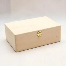 1/2/3pcs Home Storage Box Natural Wooden With Lid Golden Lock Postcard Organizer Handmade Craft Jewelry Case Wooden Box Casket