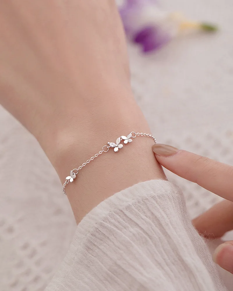 VENTFILLE 925er Sterlingsilber, diamantbesetztes Schmetterlingsarmband, Damenmode, Temperament, Blume, verstellbares Armband – Detail 9