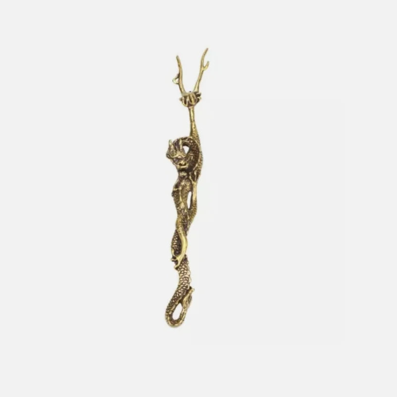Solid Brass Coiled Dragon Figurine Small Statue Home Ornament Collectibles