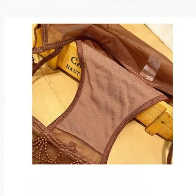 French Sexy Lace Court Embroidery Hot Waist Thin Belt Fashion Nightclub Style Hollowed Out Women's Panties Breathable Quick-dry