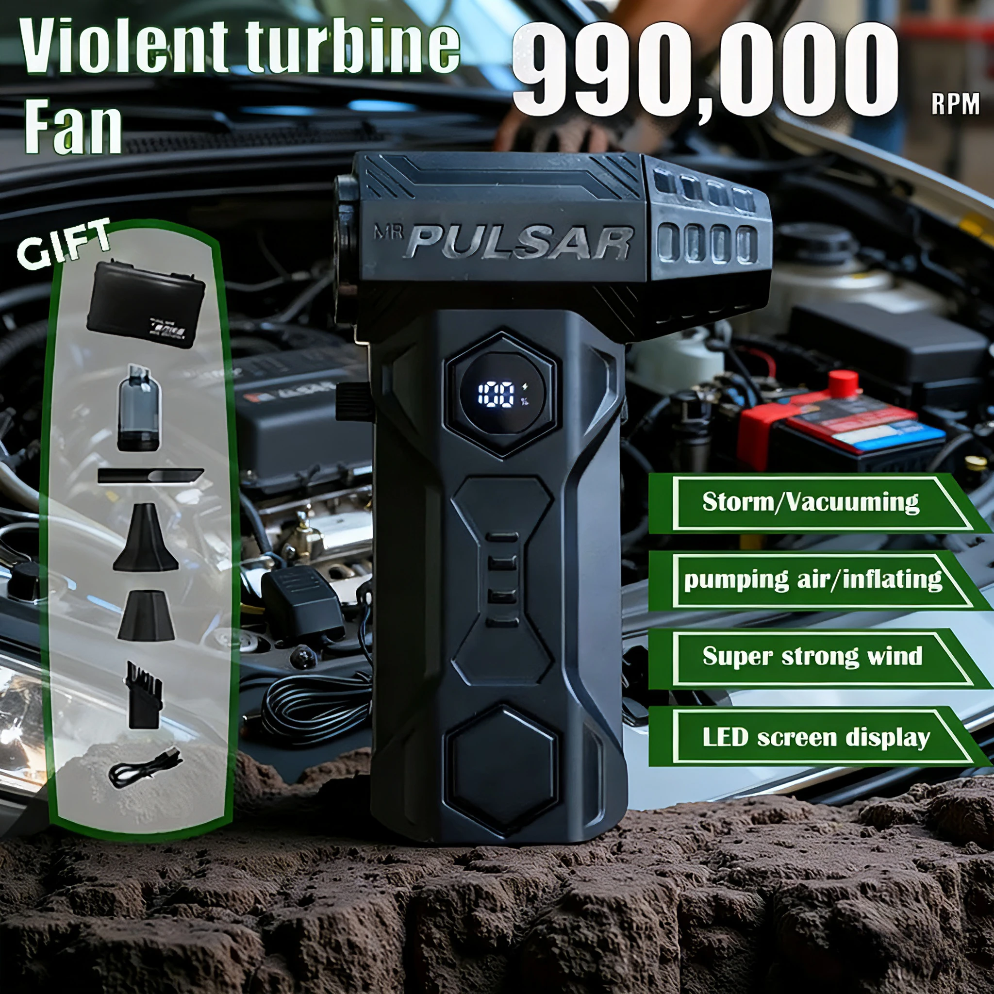 Poderoso ventilador de ar forçado, X11Pro Max, 990000 RPM, com display LED, velocidade do vento de 75 metros por segundo.máquina elétrica sem escova.