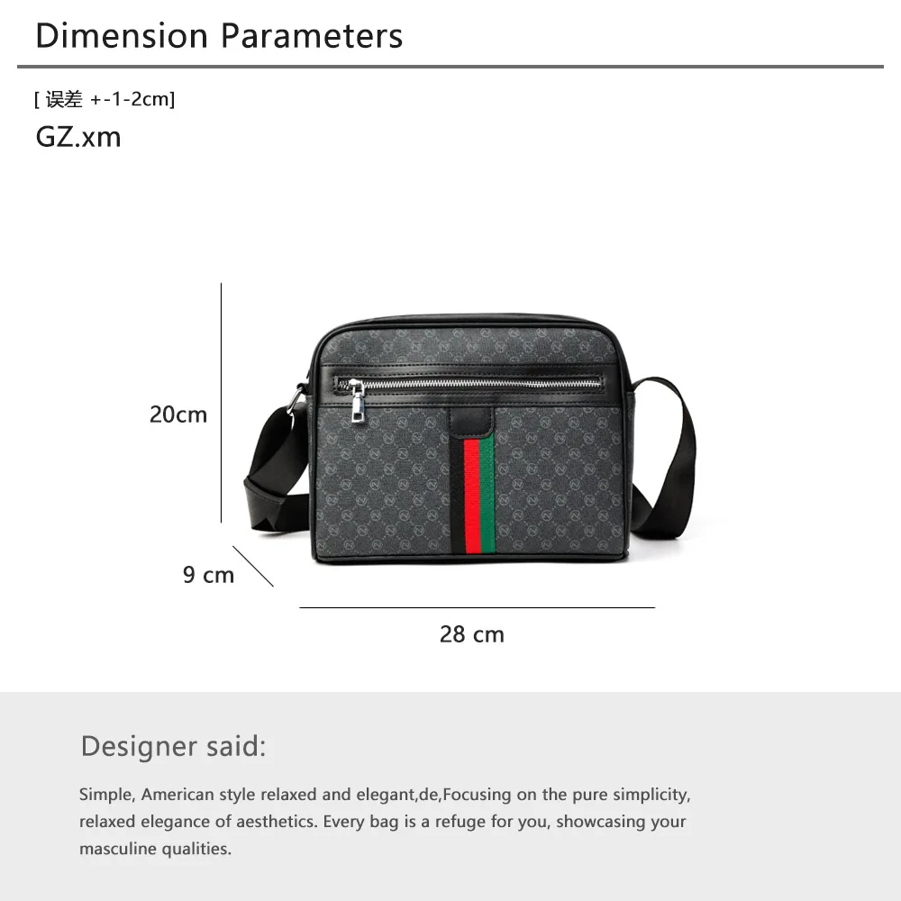 Fashion Crossbody Bag Young Men Popular PU Leather Waterproof Luxury Designer Shoulder Bags Party Business Casual Messenger Bag