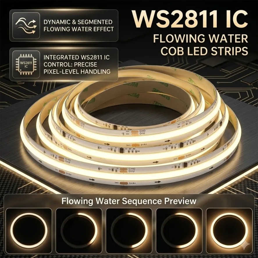 Image of WS2811 IC COB LED-Streifen DC24V 360LEDs Adressierbare Lauflicht-LED-Leiste Flexibles Hochdichtes Band RA90 3000K/4000K/6000K