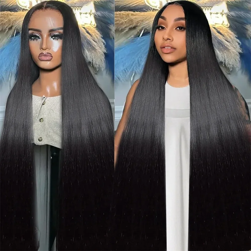 Bone Straight 360 Lace Front Human Hair Wigs 38 Inch Brazilian 13X4 13x6 Transparent Lace Frontal Wig For Women 5X5 Glueless Wig