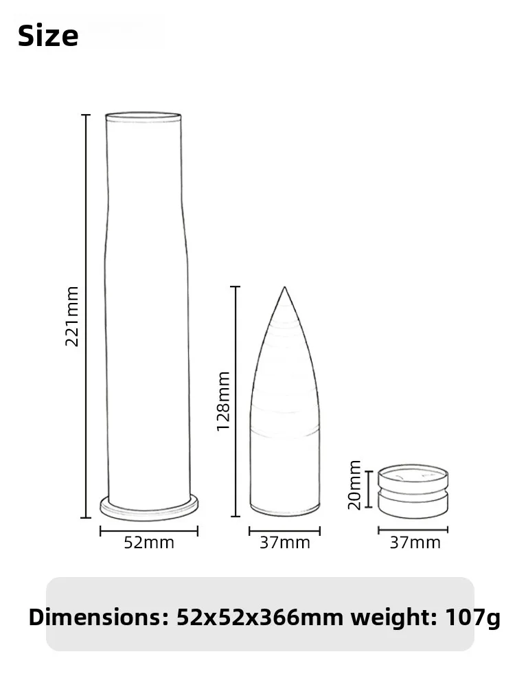 World War II 37mm Anti-Tank ell Model Handmade Static Assembly Military Weapon Ammunition Toy for  Play