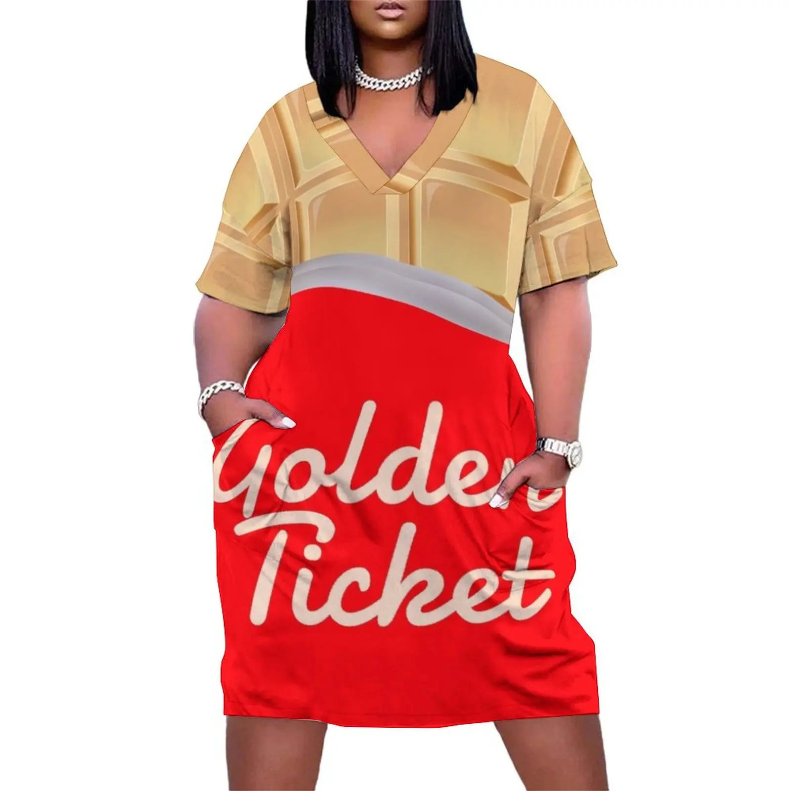 Golden Ticket Chocolate Loose Pocket Dress Evening dresses birthday dress for women luxury 2025