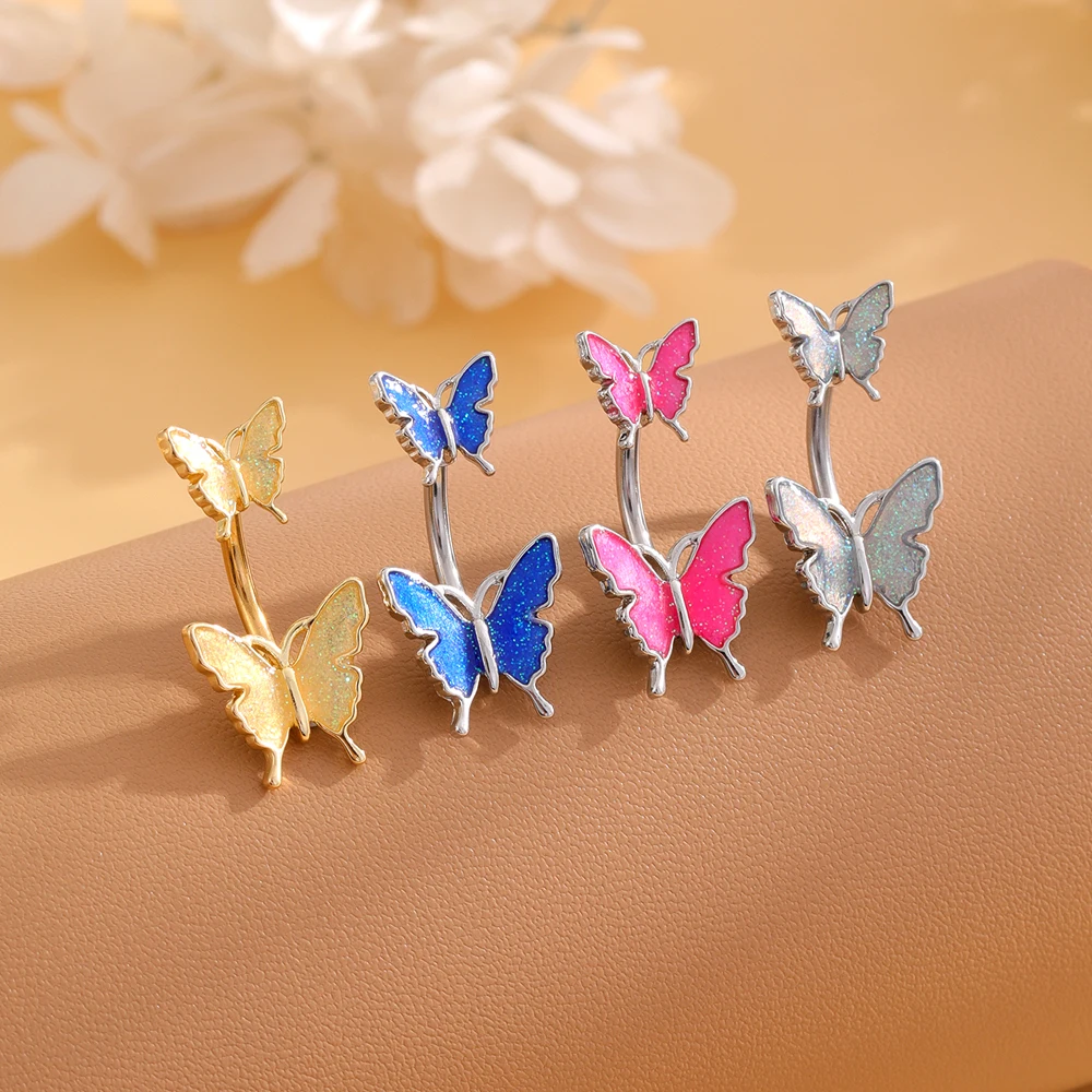 Mixed-style Sexy Belly Rings Sets Bee Butterfly Dangle Belly Piercing Bulk for Women Stainless Steel Cute Flower Navel Body Ring