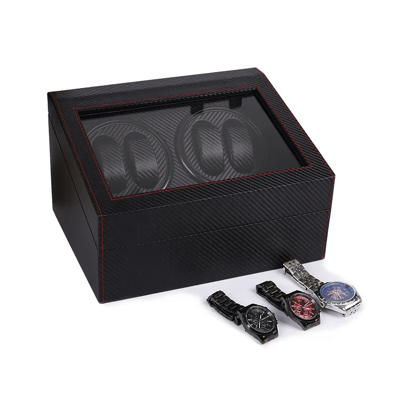 Leather Watch Winders 4 Slot Mechanical Watches Winding Device Rotating Watch Chain Box Men Wrist Watches Storage Display Boxes