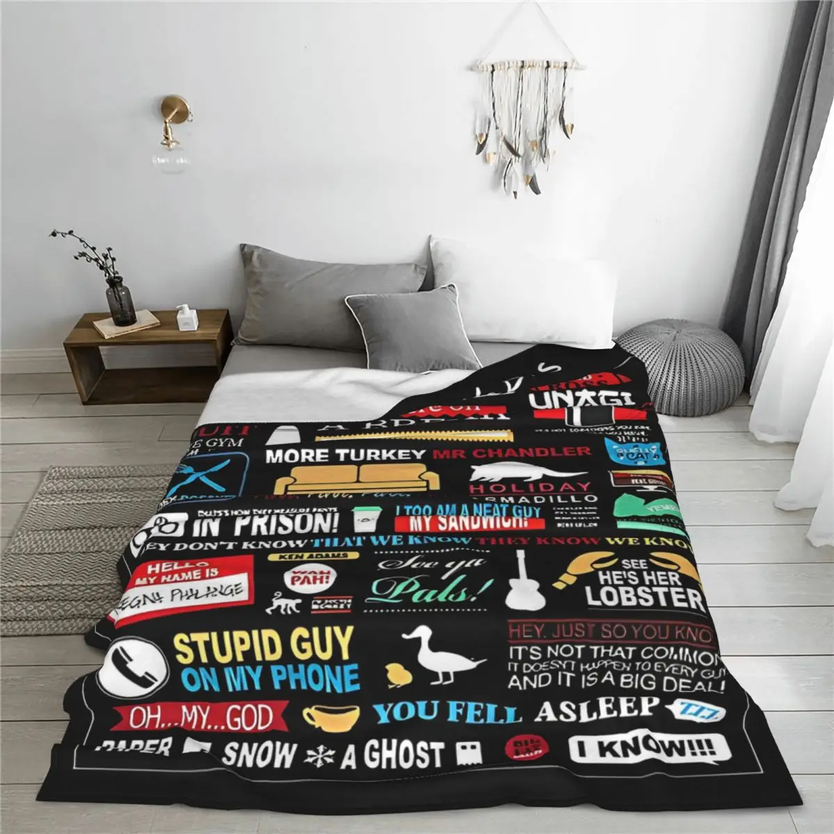 Friends The TV Series Quotes Knitted Blankets American tv Show Rachel Flannel Throw Blanket Bedroom Portable Ultra-Soft Warm image 2