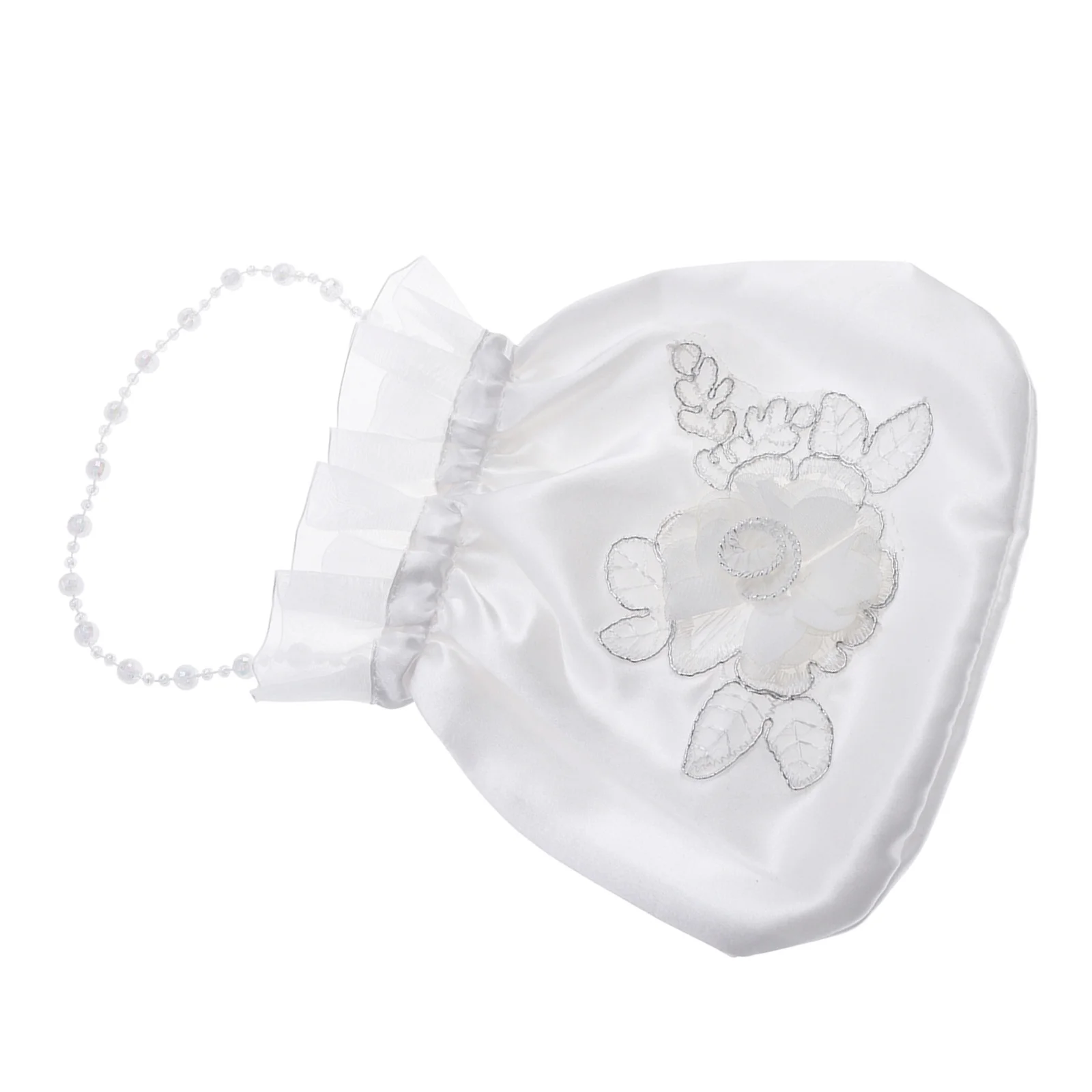 الأبيض 21*22 سم الساتان الزفاف دوللي حقيبة حجر الراين مزين حقيبة يد الزفاف لوصيفة الشرف زهرة هدية حفلة لصالح حقيبة #3