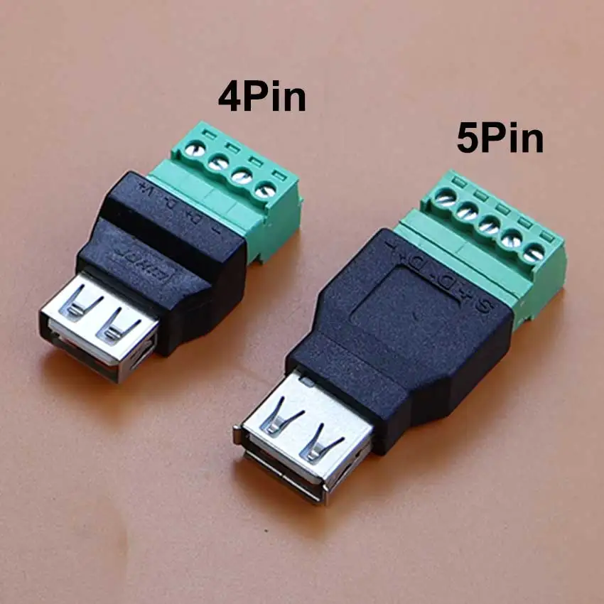 USB Type A Male Female to 5 Pin Screw Terminal Connector USB 2.0 Welding Free Plug For Computer TV Mobile Phone Keyboard Mouse