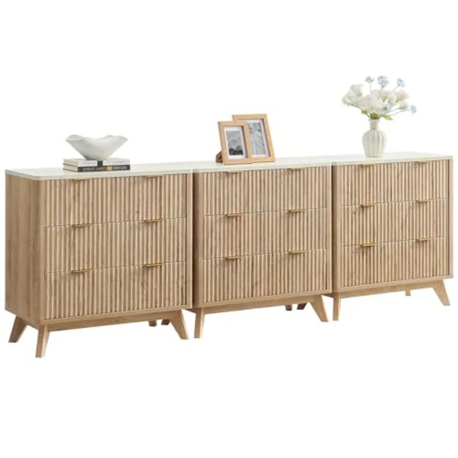 

Комплект из 3-х комодов с 3 ящиками, высотой 32 дюйма, современный, с изогнутым профилем, столешницей из искусственного мрамора, деревянный органайзер