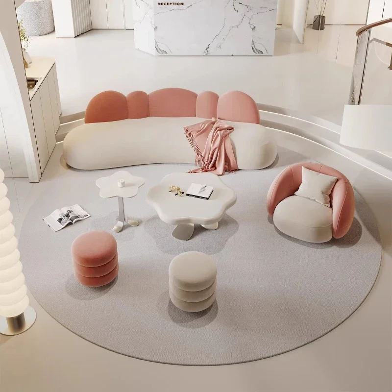 Beauty salon sitting area sofa living room modern simple cream style color matching clothing store homestay studio reception
