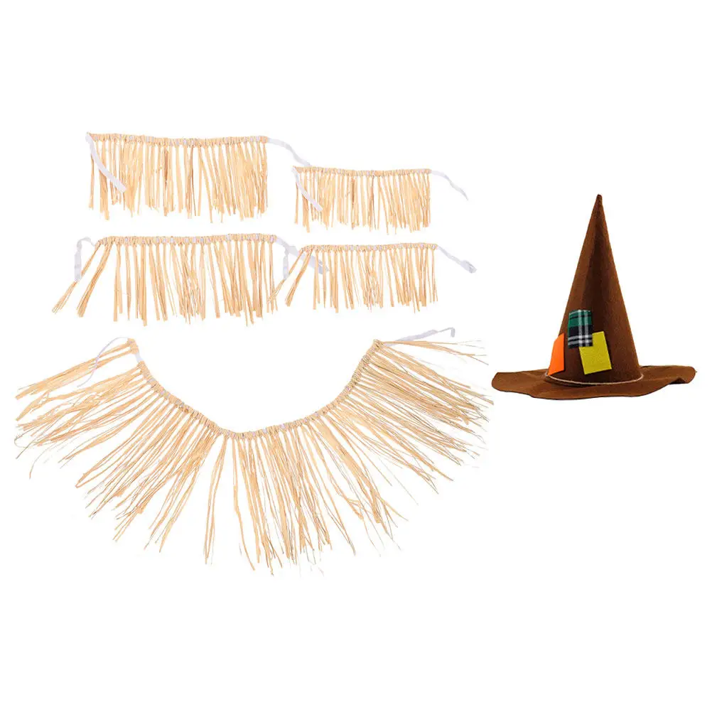 

1 set 1 Set Hula Skirt Raffia Grass Skirt Witch Hat Tropical Party Costume For Hawaii Luau Festival Decor Beach Party