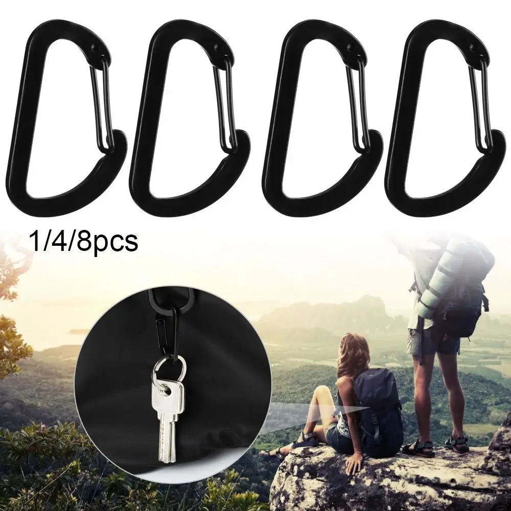 1/4/8pcs Aluminum Alloy Outdoor Climbing Camping Hiking Snap Clip D Carabiner Keychain Water Bottle Hooks