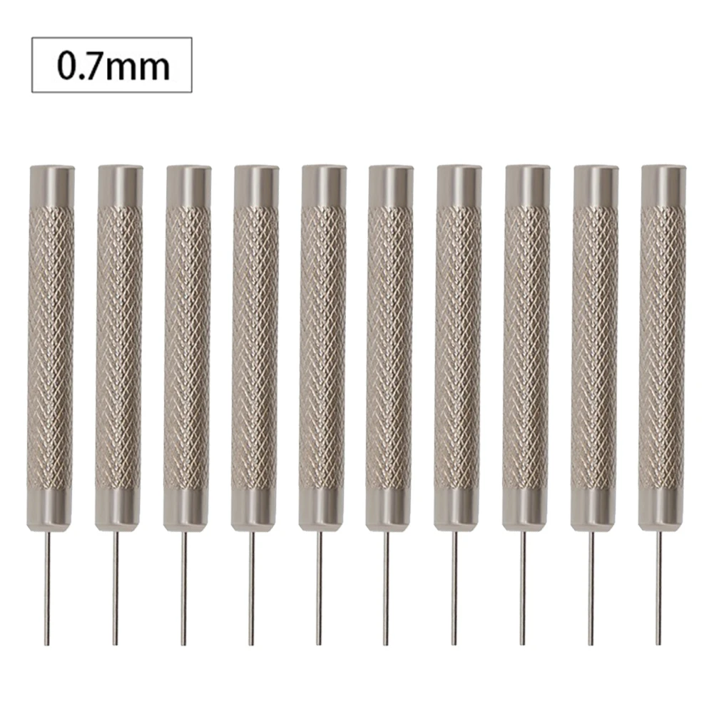 

Watch Strap Pin Pin Punch Iron Pin Punches Link Punch Pin Stick Remover Repair Tool 0.7-1.0mm 10Pcs Silver Thimble