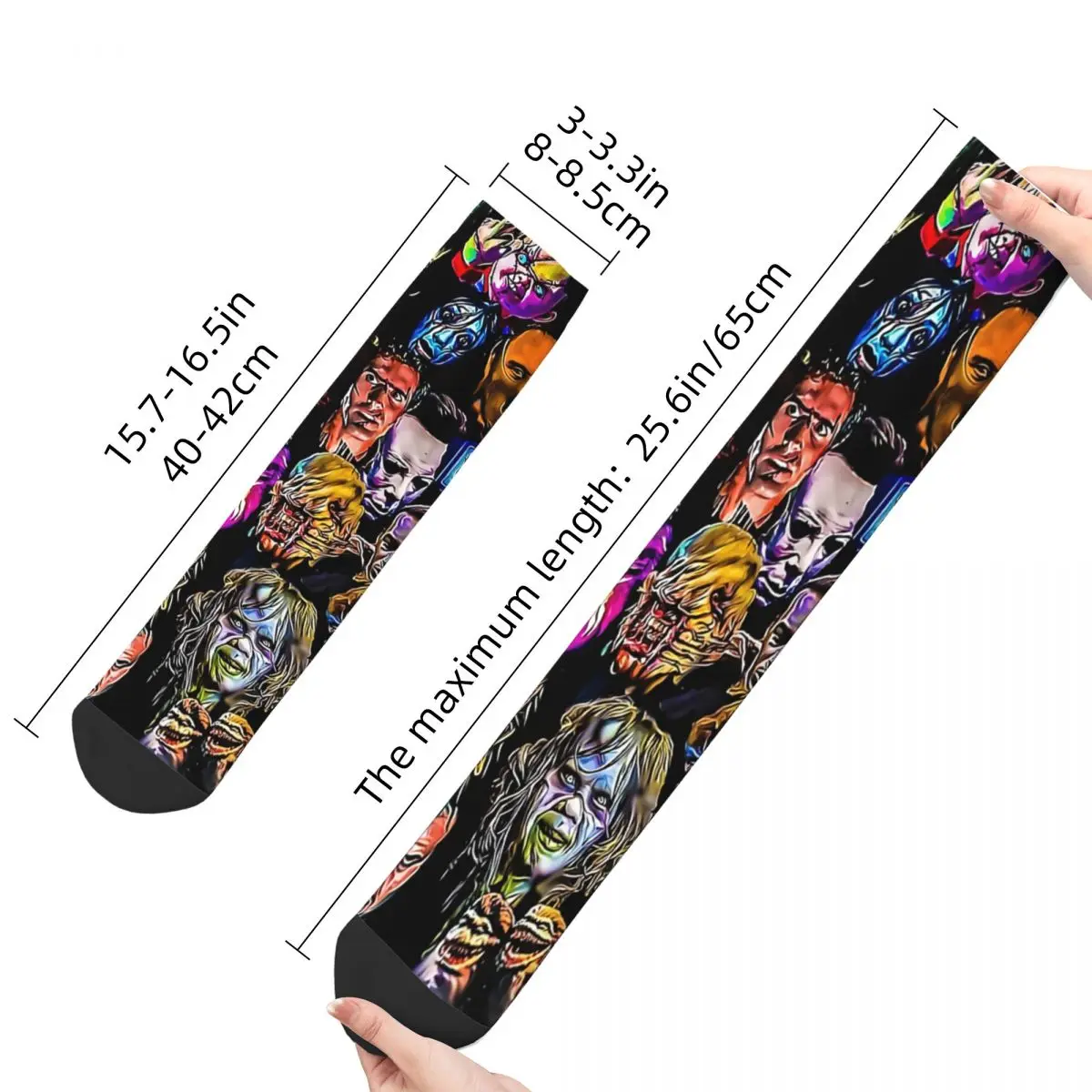 Happy Men\'s Socks Head Vintage Horror Movies Street Style Novelty Crew Sock Gift Pattern Printed