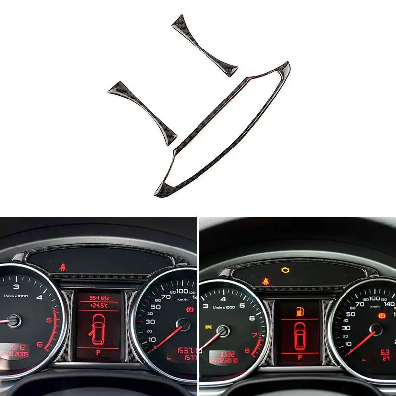 3pcs Car Soft Carbon Fiber Instrument Panel Stickers Interior Accessories Trim For Audi Q7 2007 2008 2009 2010-2015