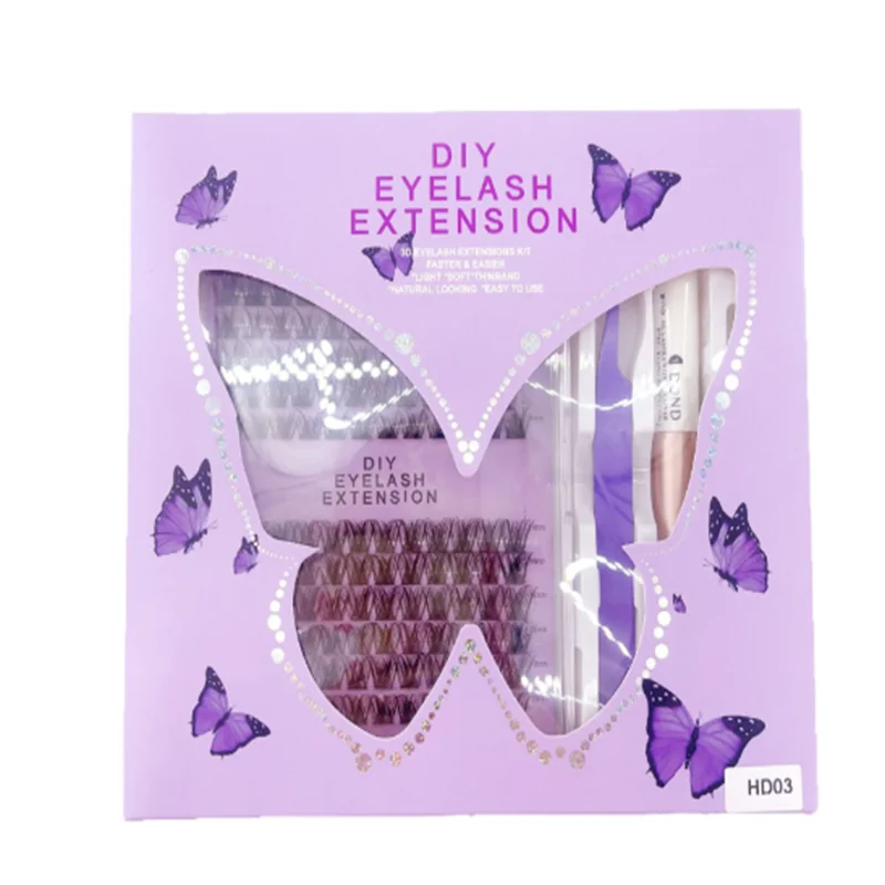 ชุดขนตาปลอมแบบ 3 มิติ ติดเองได้ รูปทรงกากบาทยาว หนาแน่น สำหรับต่อขนตาด้วยตัวเอง ใช้งานง่ายและรวดเร็ว