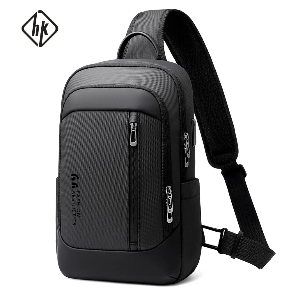 HcanKcan Casual Crossbody Bag For Men Waterproof Travel Shoulder Chest Pack Multi-Pocket Male Hiking Sling Messenger Bag Satchel