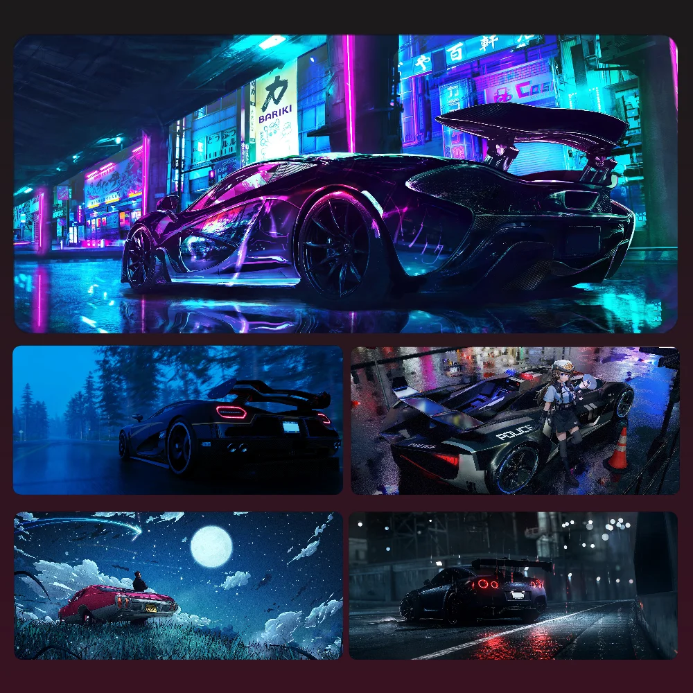 

Neon Sports Car Mousepad Mouse Mat Desk Mat With Pad Gaming Accessories Prime Gaming XXL Keyboard Pad